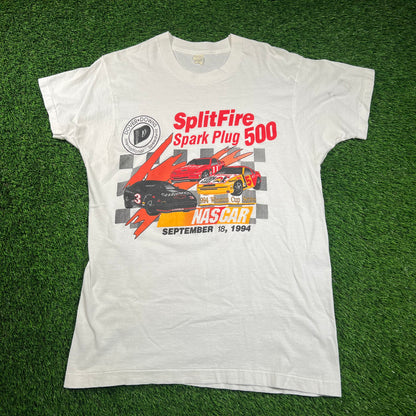 1994 SplitFire Spark Plug Nascar White Racing Tee Size XL USED v18346