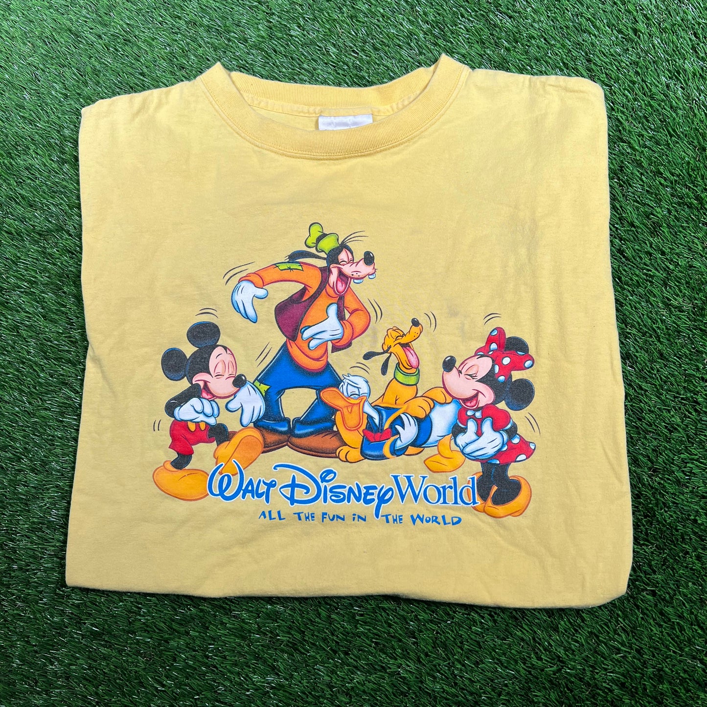 1990s Walk Disney World Yellow Tee Size XL USED v17856