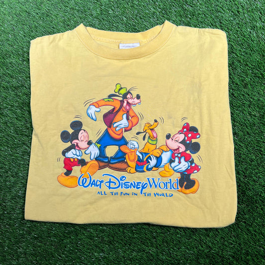 1990s Walk Disney World Yellow Tee Size XL USED v17856