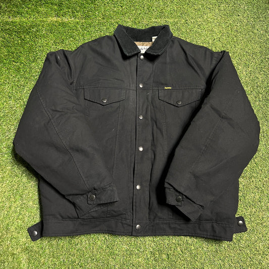 Supreme x Schott Black Trucker Jacket Size XL USED x14250