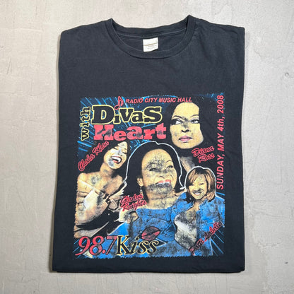2008 98.7 KissFM "Divas" Black Tee Size Large USED v19567