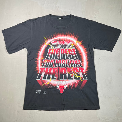 1995 Chicago Bulls Mess with The Best Lose Like The Rest Black Tee Size XL USED v18046
