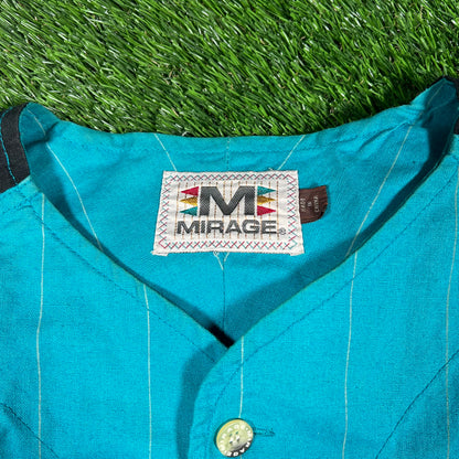 1990s Marlins Mirage Blue Button Up Jersey Size XL USED v17391
