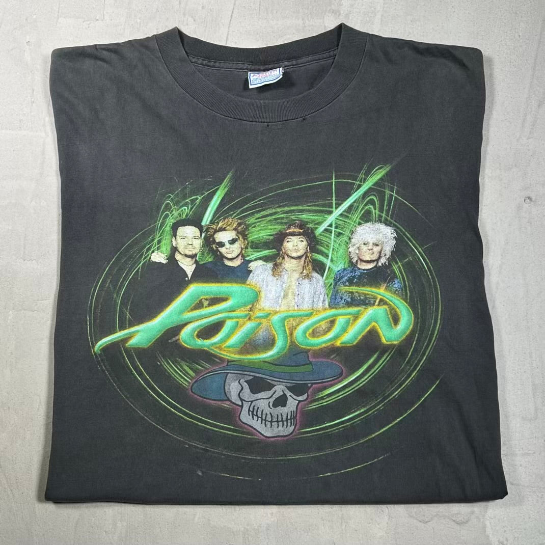 2000 Poison Black Band Tour Tee Size XL USED v20267