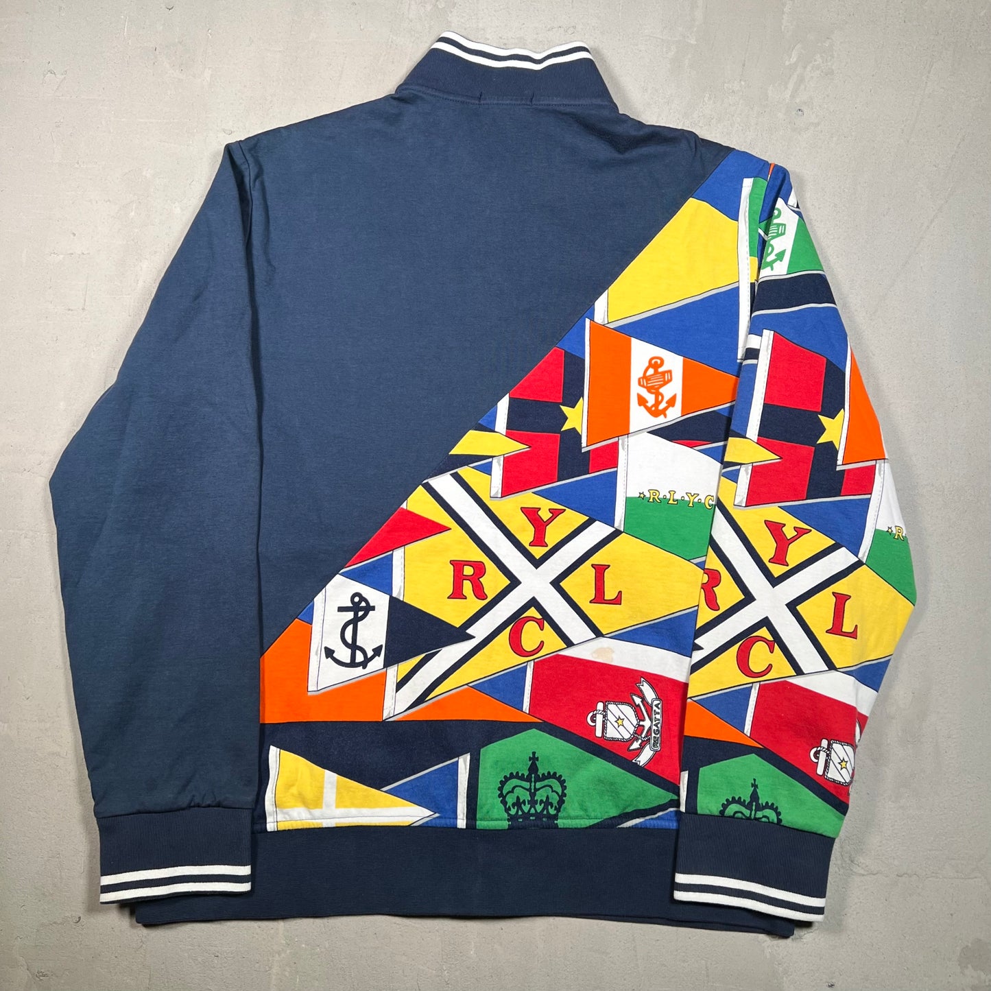 Polo Ralph Lauren Flag Half AOP Crest Zip Up Size XL USED v18942