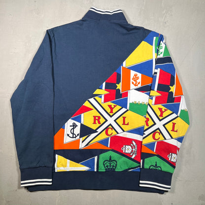 Polo Ralph Lauren Flag Half AOP Crest Zip Up Size XL USED v18942