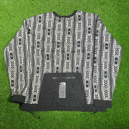 North Face Black/Grey Southwestern Crewneck Size Large USED v17978