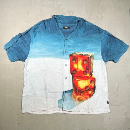 Stussy Dice Painting Button Up Shirt Size XL USED x18109