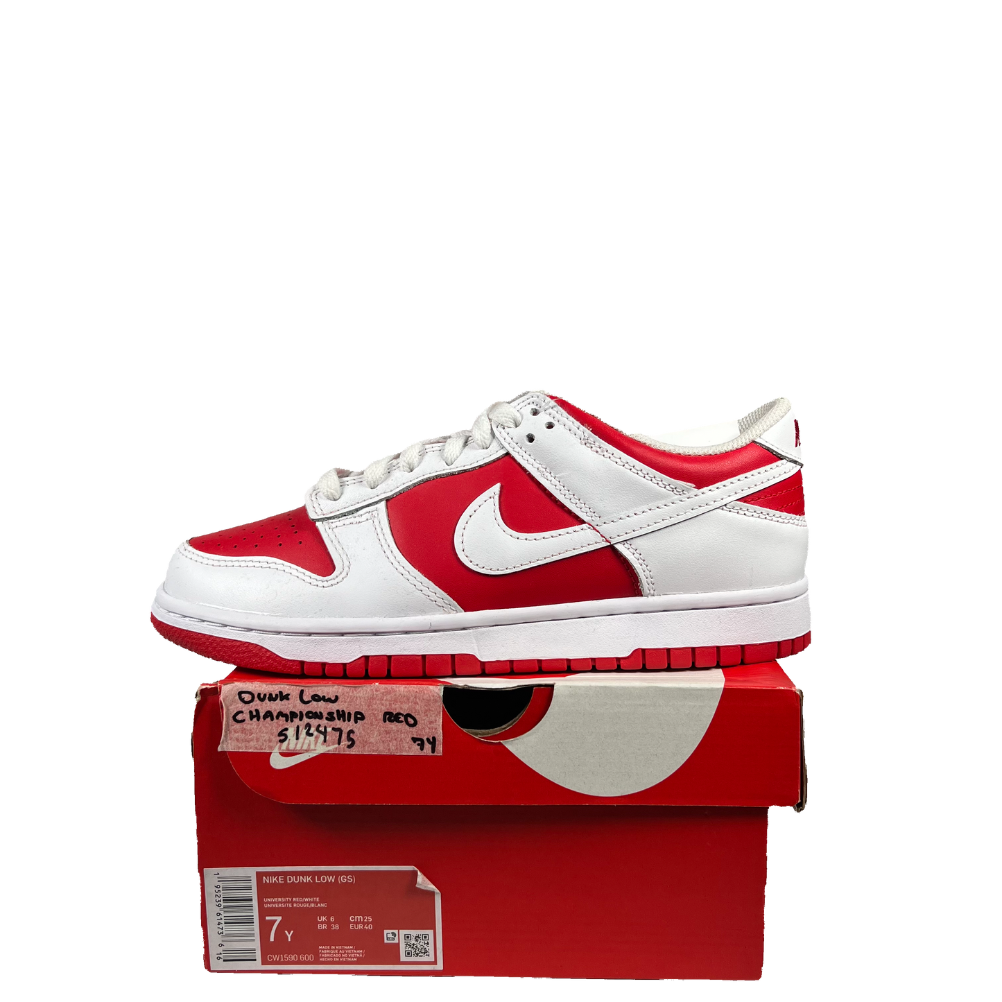 Nike Dunk Low Championship Red 2021 Size 7y NEW s12475