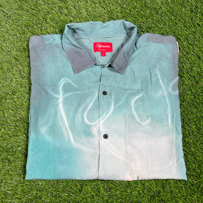 Supreme Fuck Rayon Candle 2021 Button Up Blue Shirt Size Large USED x14353