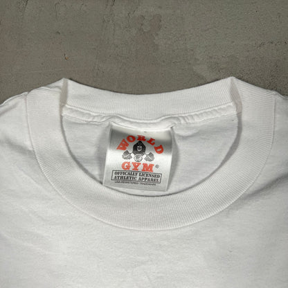 1996 World Gym Austin TX White Tee Size XL USED v18862