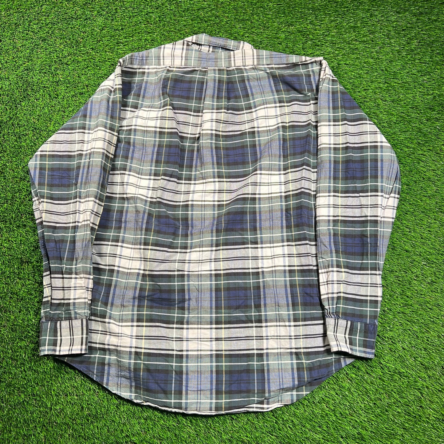 1990s Brooks Brothers Plaid Button Down Shirt Size Large USED v18327