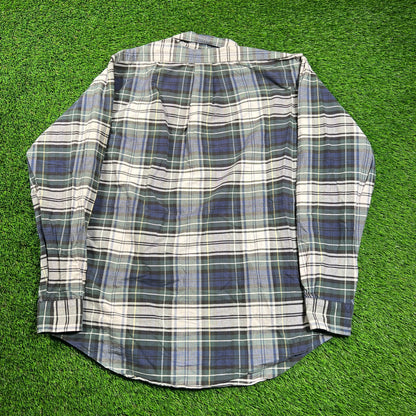 1990s Brooks Brothers Plaid Button Down Shirt Size Large USED v18327