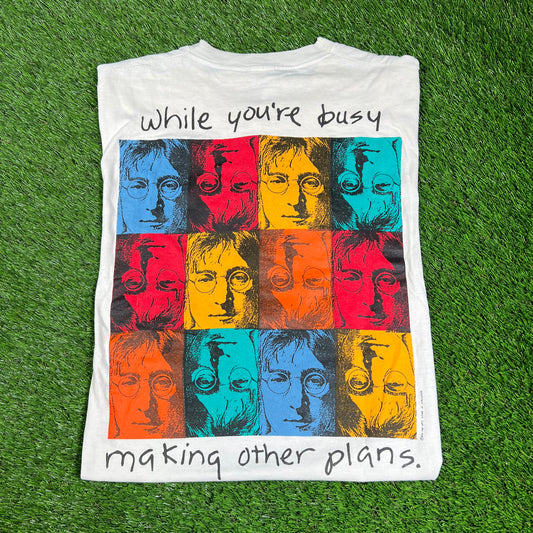 1990s White John Lennon Art Tee Size Large USED v16589