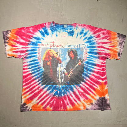 1995 No Quarter Robert Plant Jimmy Page World Tour Tie Dye Tee Size XXL USED v18421