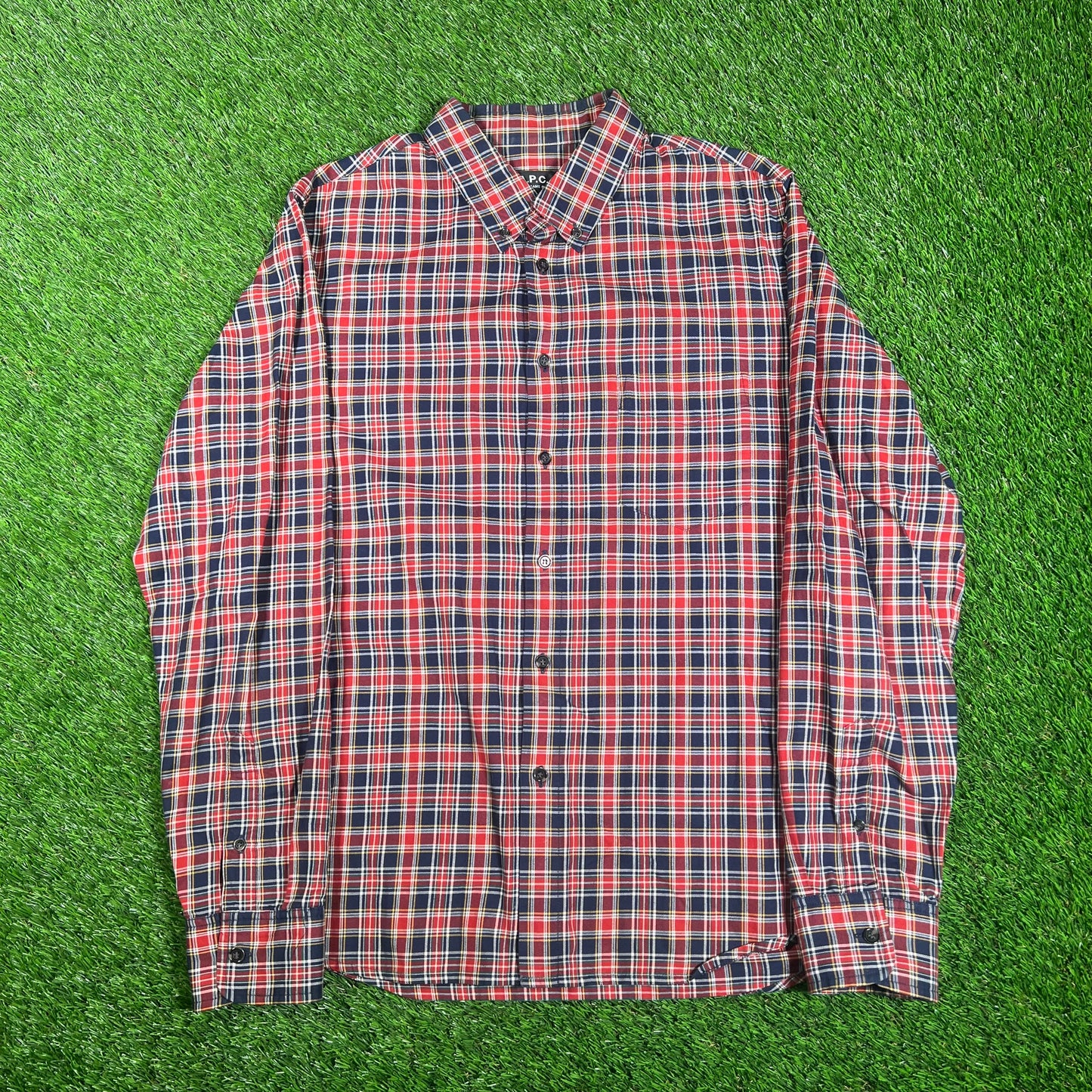 APC Lightweight Red/Blue Plaid Shirt Size Large USED x15715
