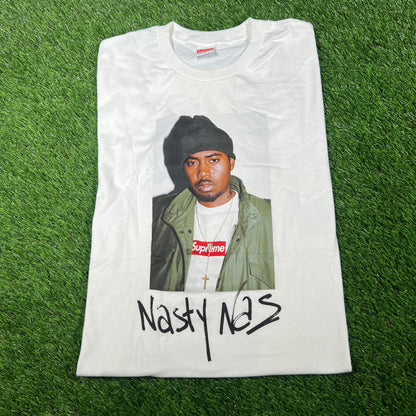 Supreme Nas 2017 Photo White Tee Size Large USED x14510