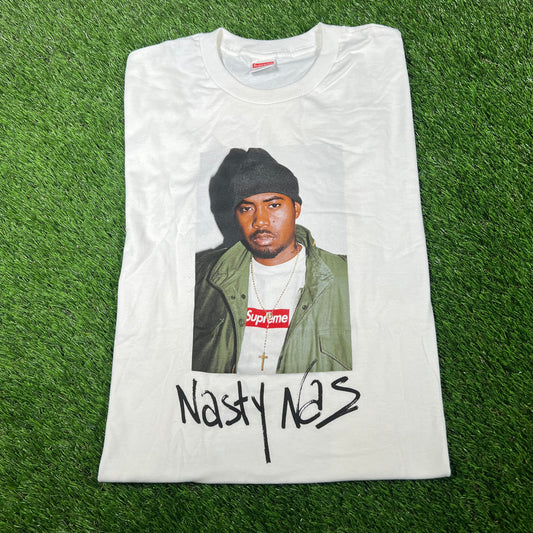 Supreme Nas 2017 Photo White Tee Size Large USED x14510