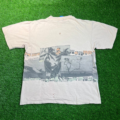 1986 Ocean Pacific Photo Wrap Pinkish Tee Size Large USED v18815