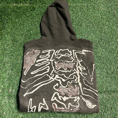 Travis Scott Fragment Skeleton Graffiti Full ZIp Brown Hoodie Size XL USED x13823