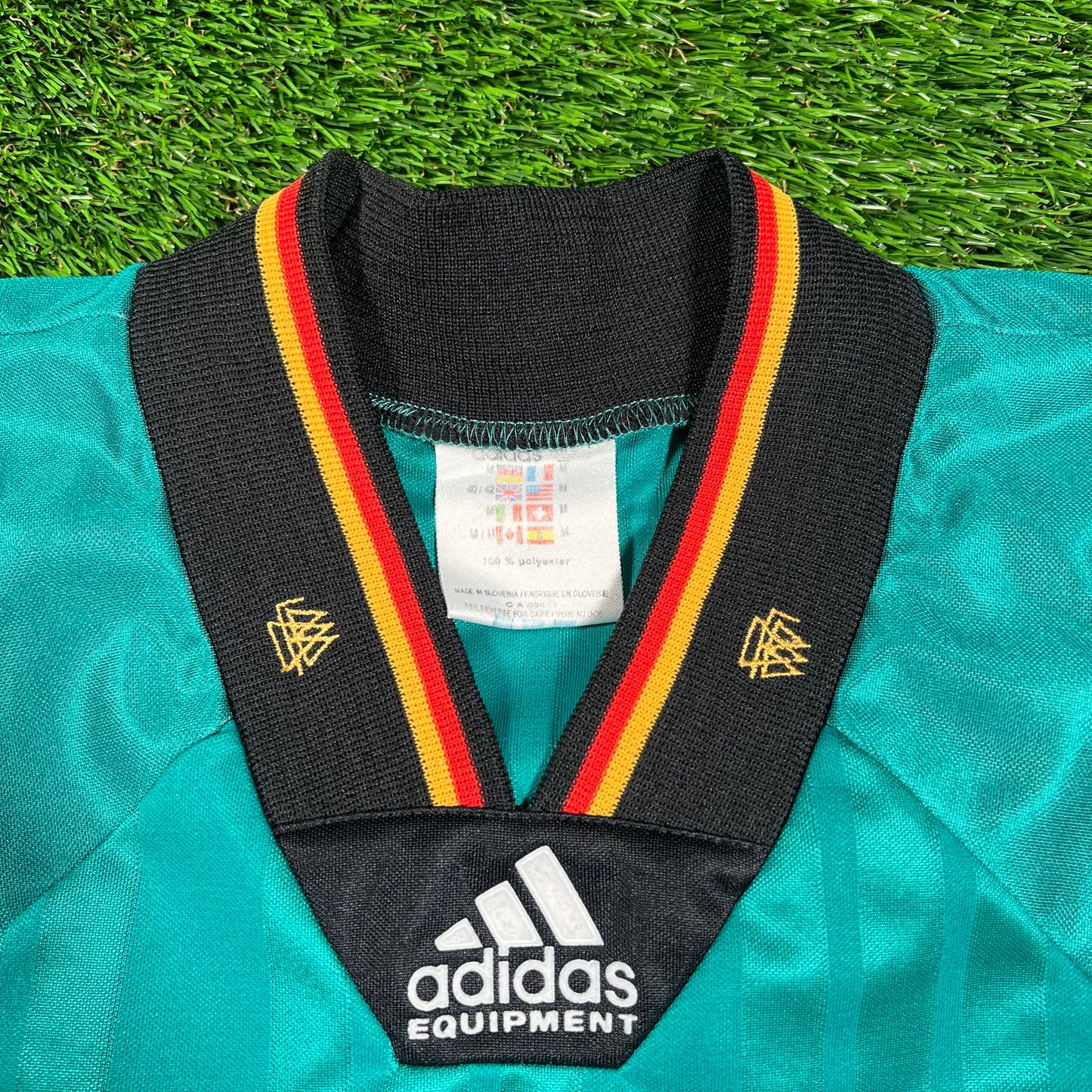 1994 Adidas Germany Away Green Football Jersey Size Medium USED v18316