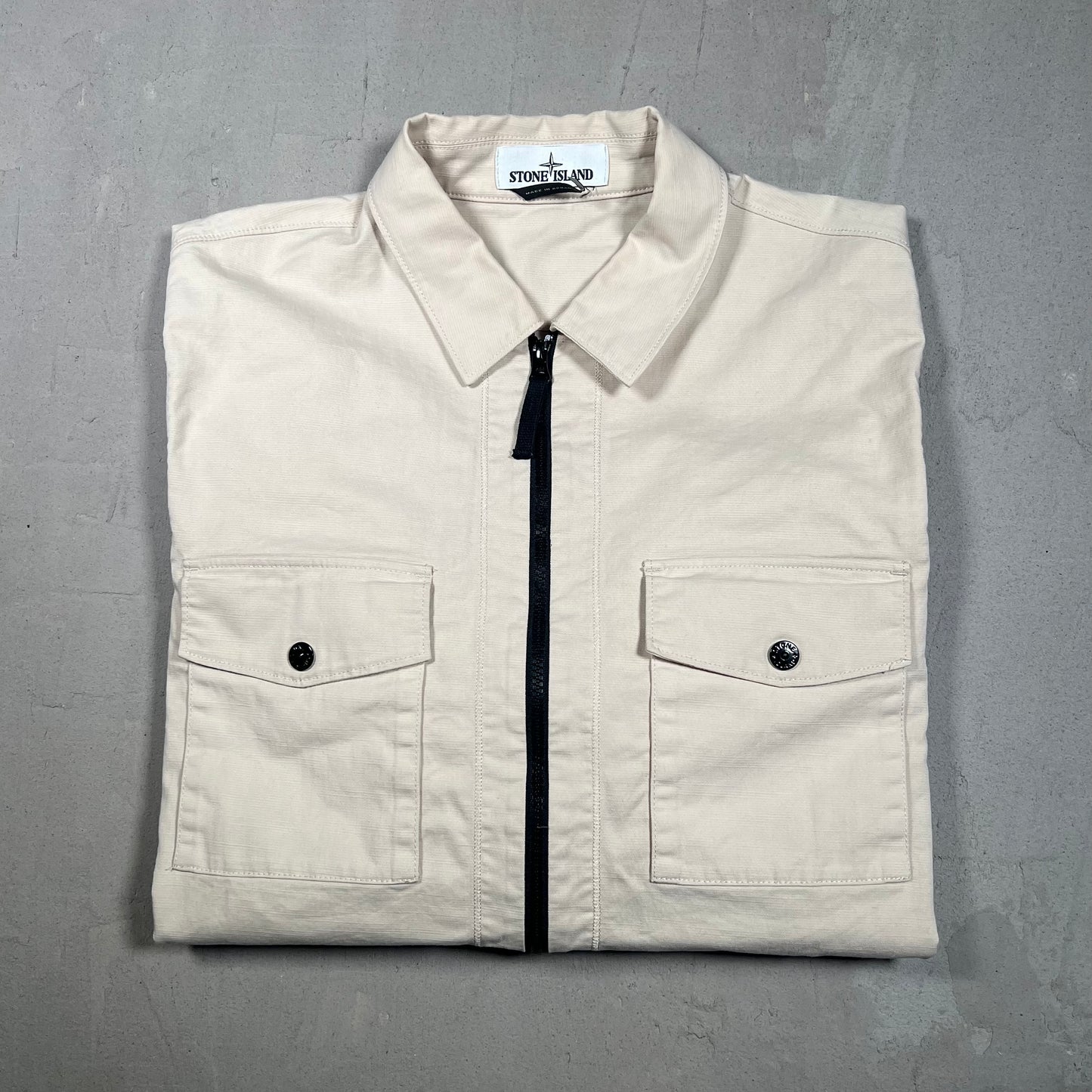 Stone Island Cream Cargo Zip Up Light Jacket Size XL USED x17368