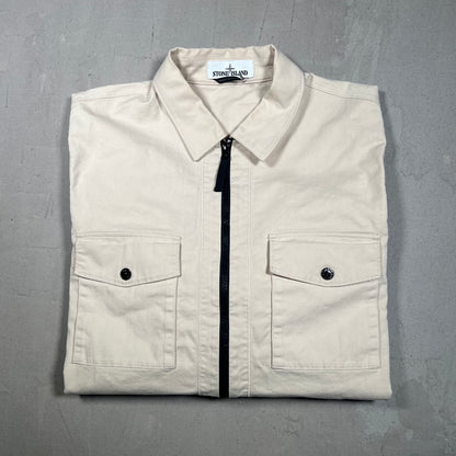 Stone Island Cream Cargo Zip Up Light Jacket Size XL USED x17368