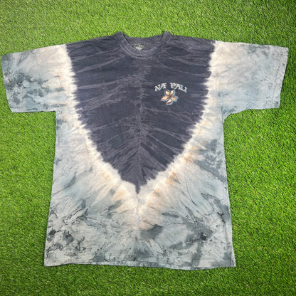 Y2K Na Pali Tie Dye Dragon Back Hit Blue Tee Size XL USED v17089