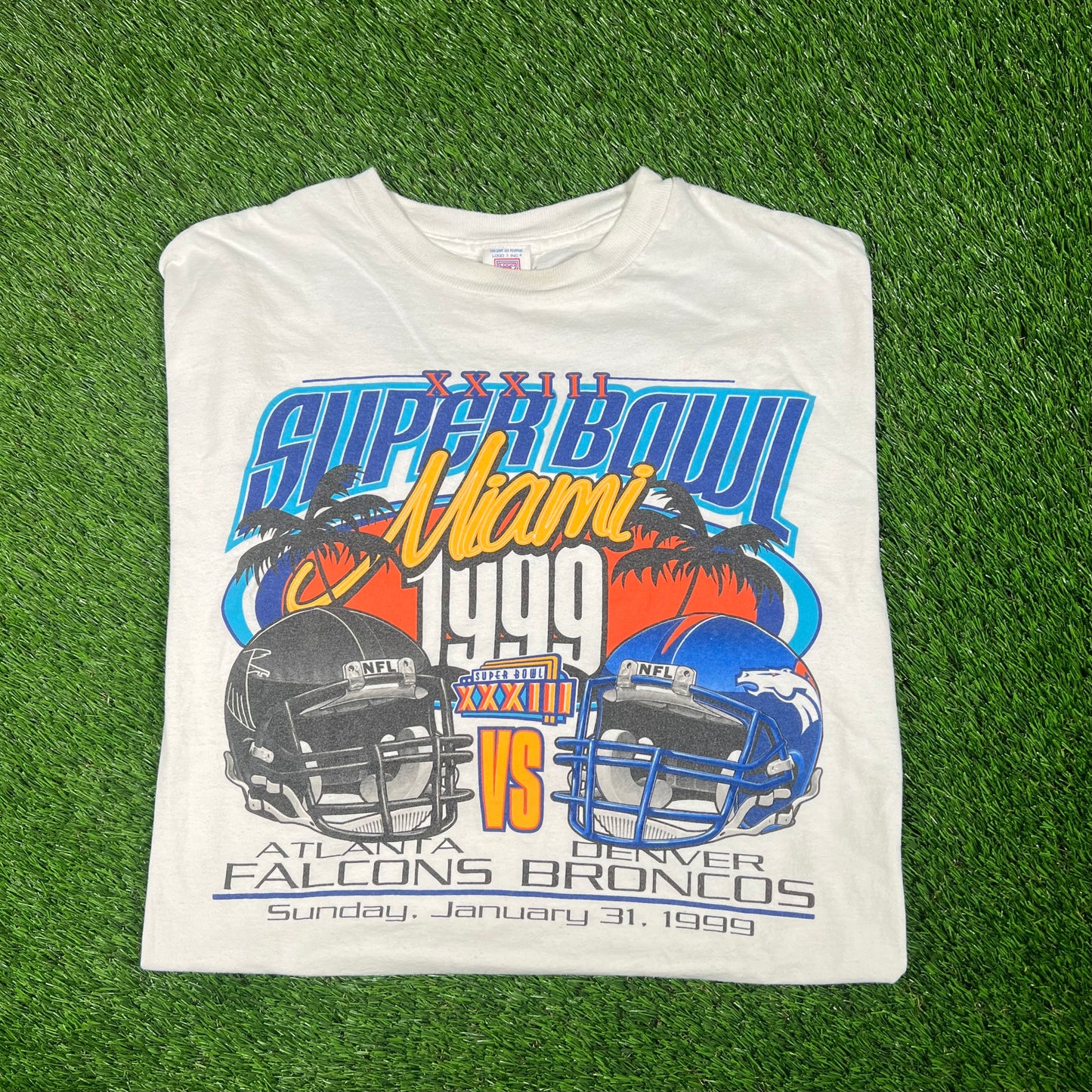 1999 Super Bowl Miami White Tee Size XL USED v17579