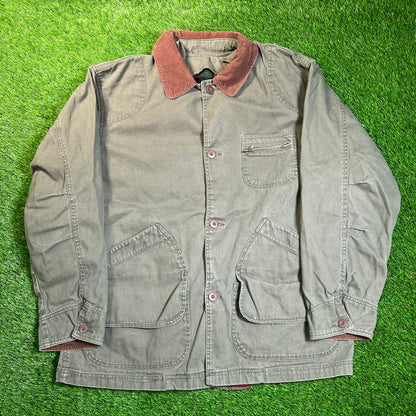 1990s Green Canvas Duck Hunting Flannel Lined Jacket Size XL USED v18806
