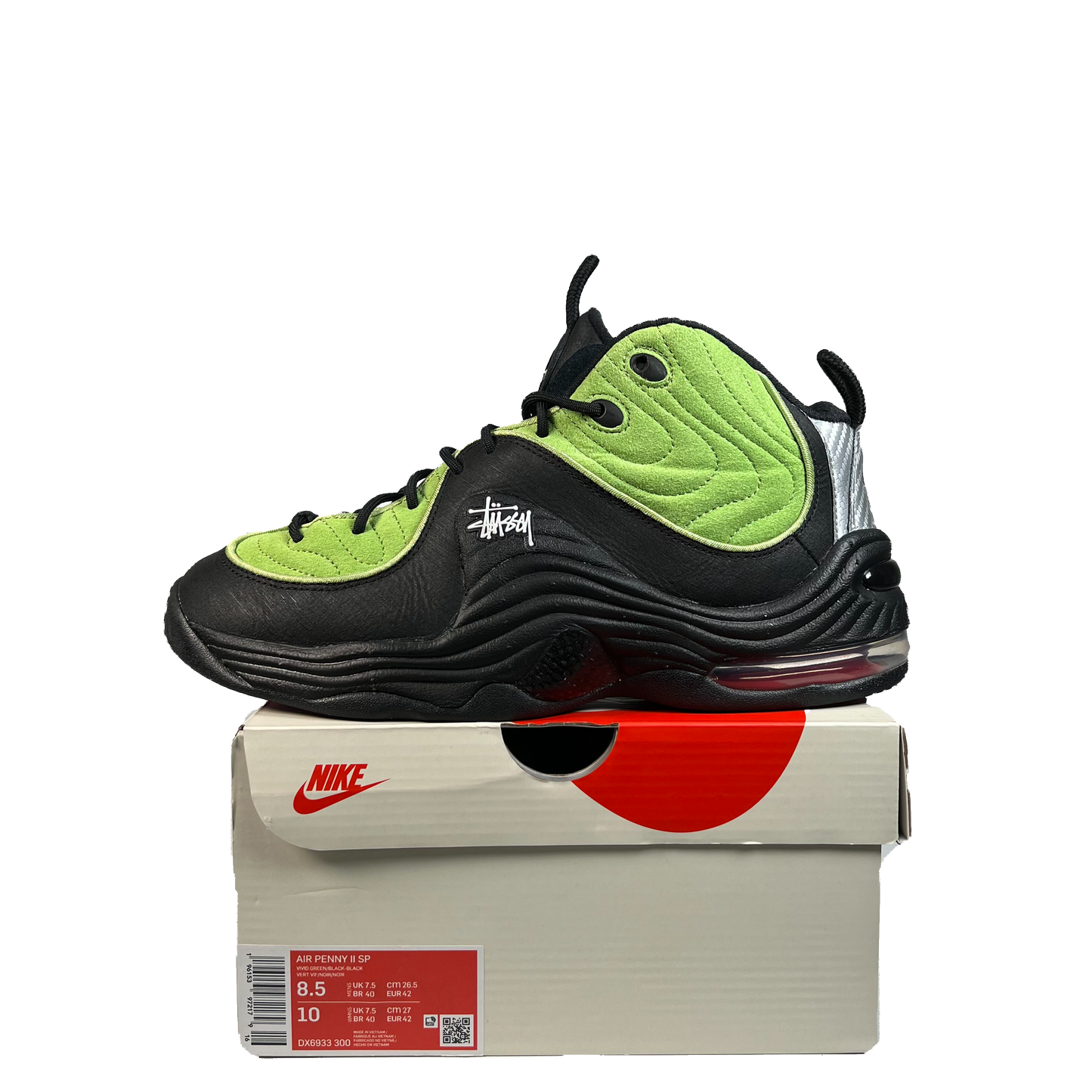 Nike Air Penny 2 Stussy Vivid Green Black (2022) Size 8.5 USED s21587