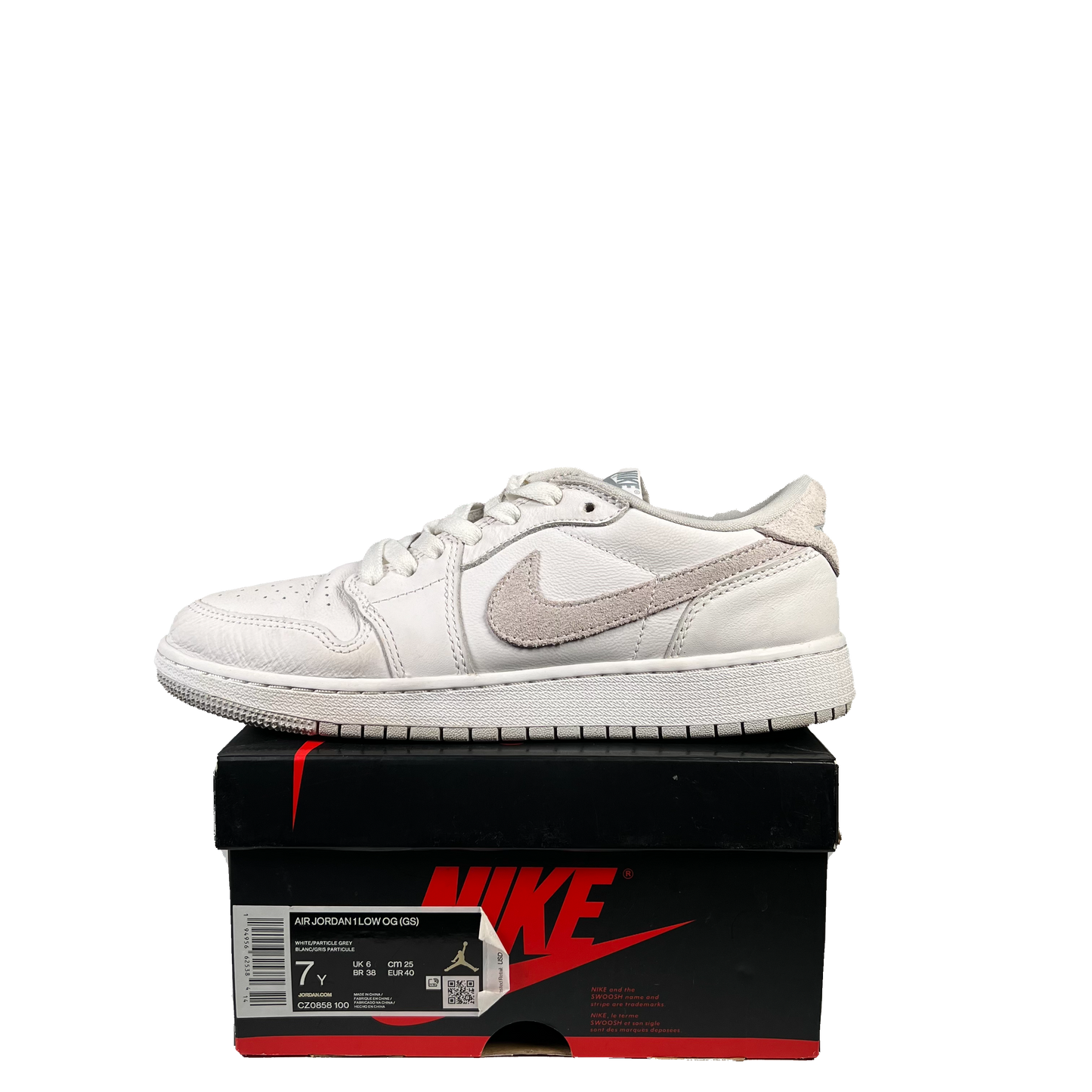 Jordan 1 Low Neutral Grey (2021) Size 7y USED s19635