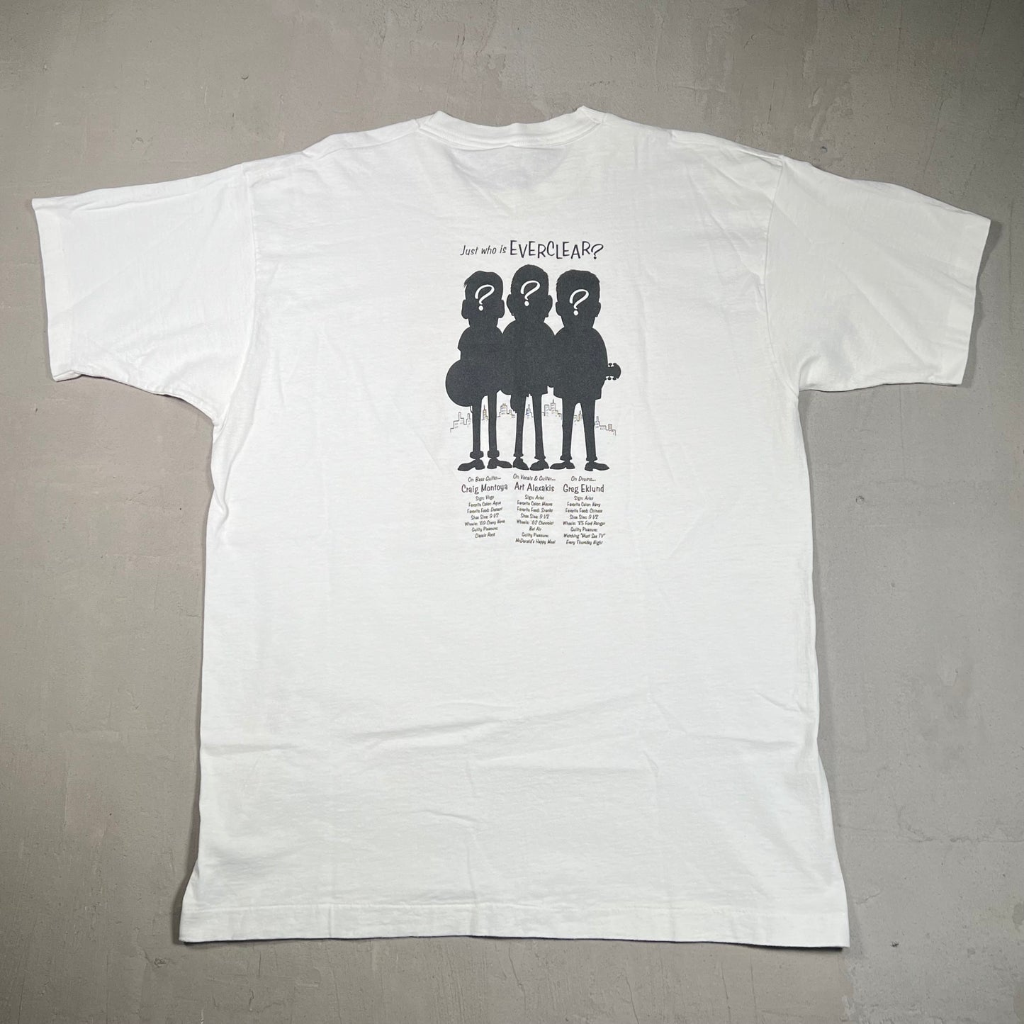 1996 Everclear 3 Band Members White Tee Size XL USED v14662