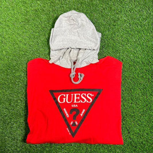 1994 Guess Red Hoodie Longsleeve Size XXL USED v18131