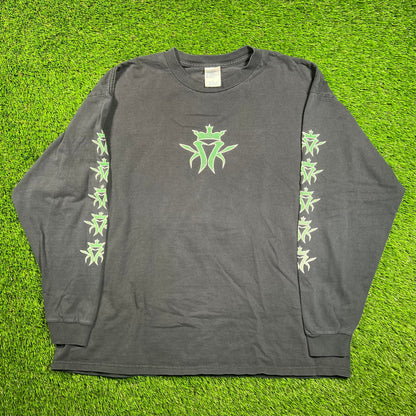 1990s Kottonmouth Kings Green Logo Black Longsleeve Size XL USED v18312