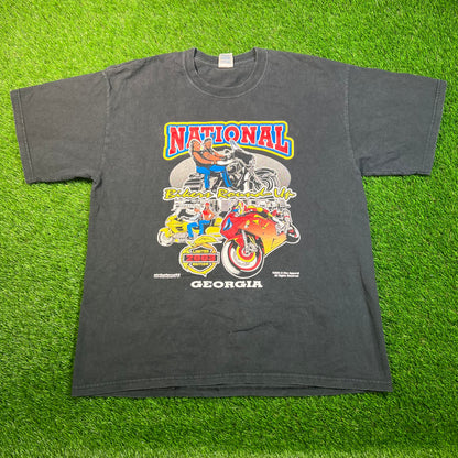 2003 National Biker Round Up Georgia Black Tee Size XL USED v18794