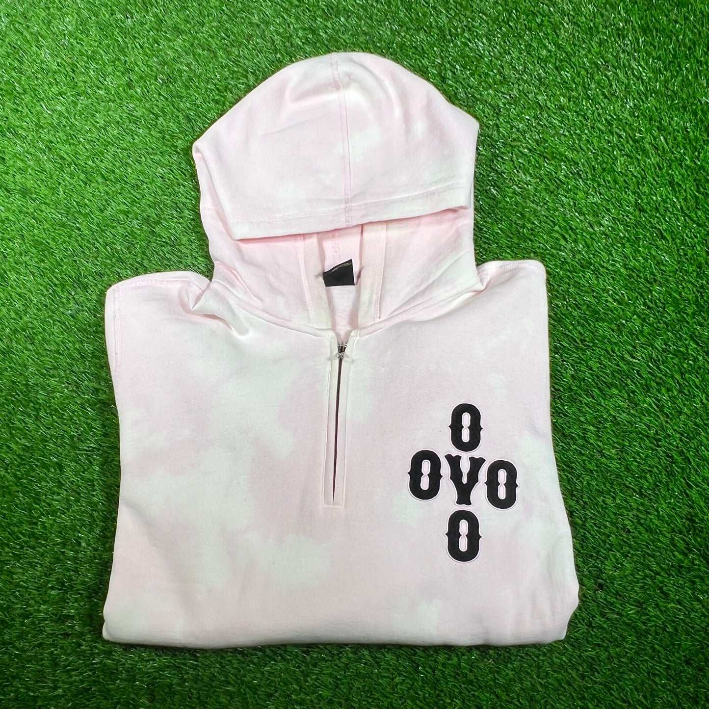OVO Pink Tie Dye Half Zip Hoodie Size XL USED x15569