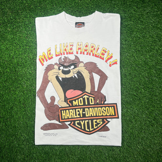 1992 Harley Davidson Taz White Tee Size Medium USED v18628