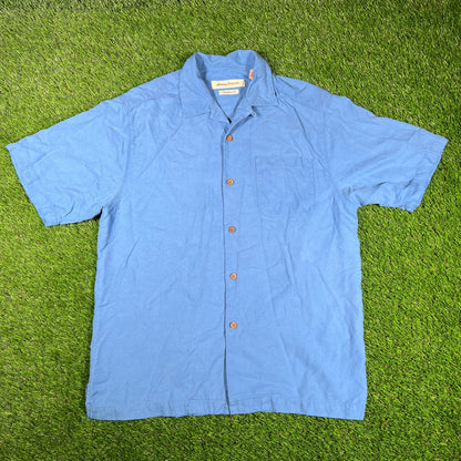 Tommy Bahama Blue Silk Camp Shirt Size Small USED v16705