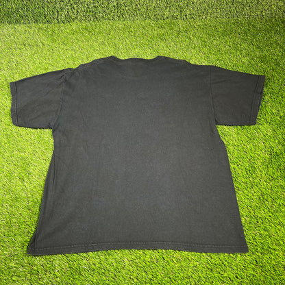 Y2K Monster Mash Up Black Tee Size Large USED v16639
