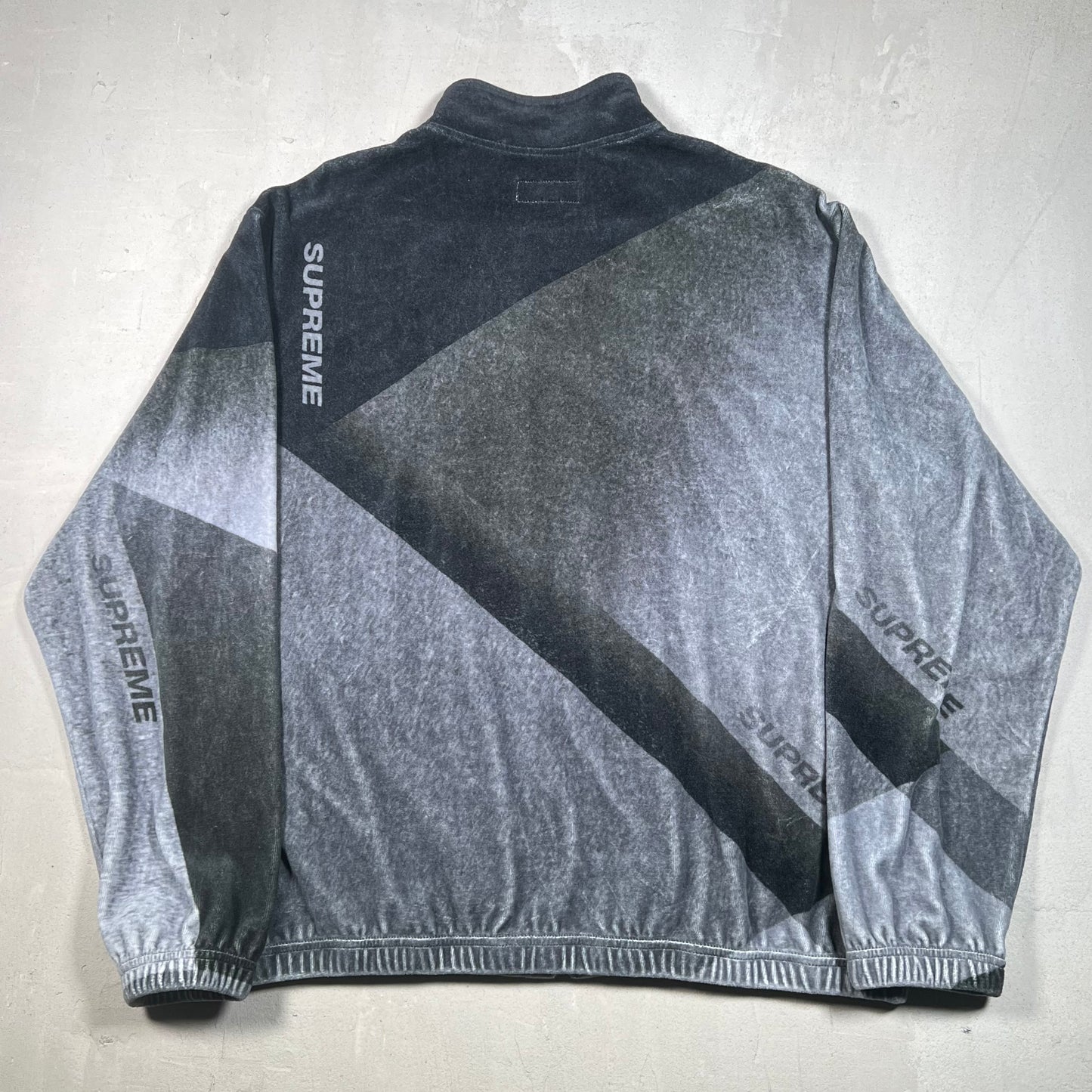 Supreme Geo Velour Track Jacket Black (2023) Size Large USED x17220