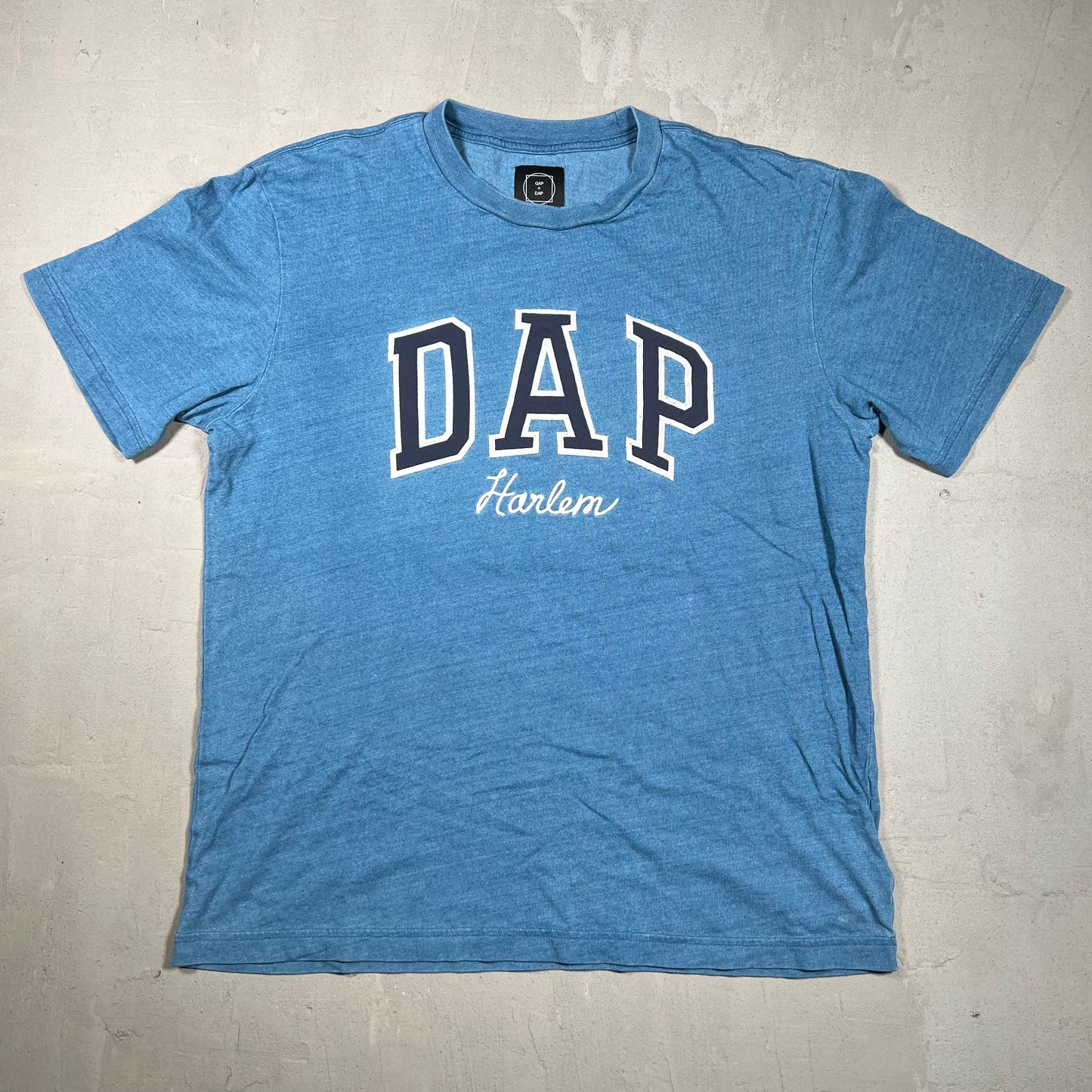 Gap Dapper Dan "Dap" Blue Logo Tee Size Medium USED x17306