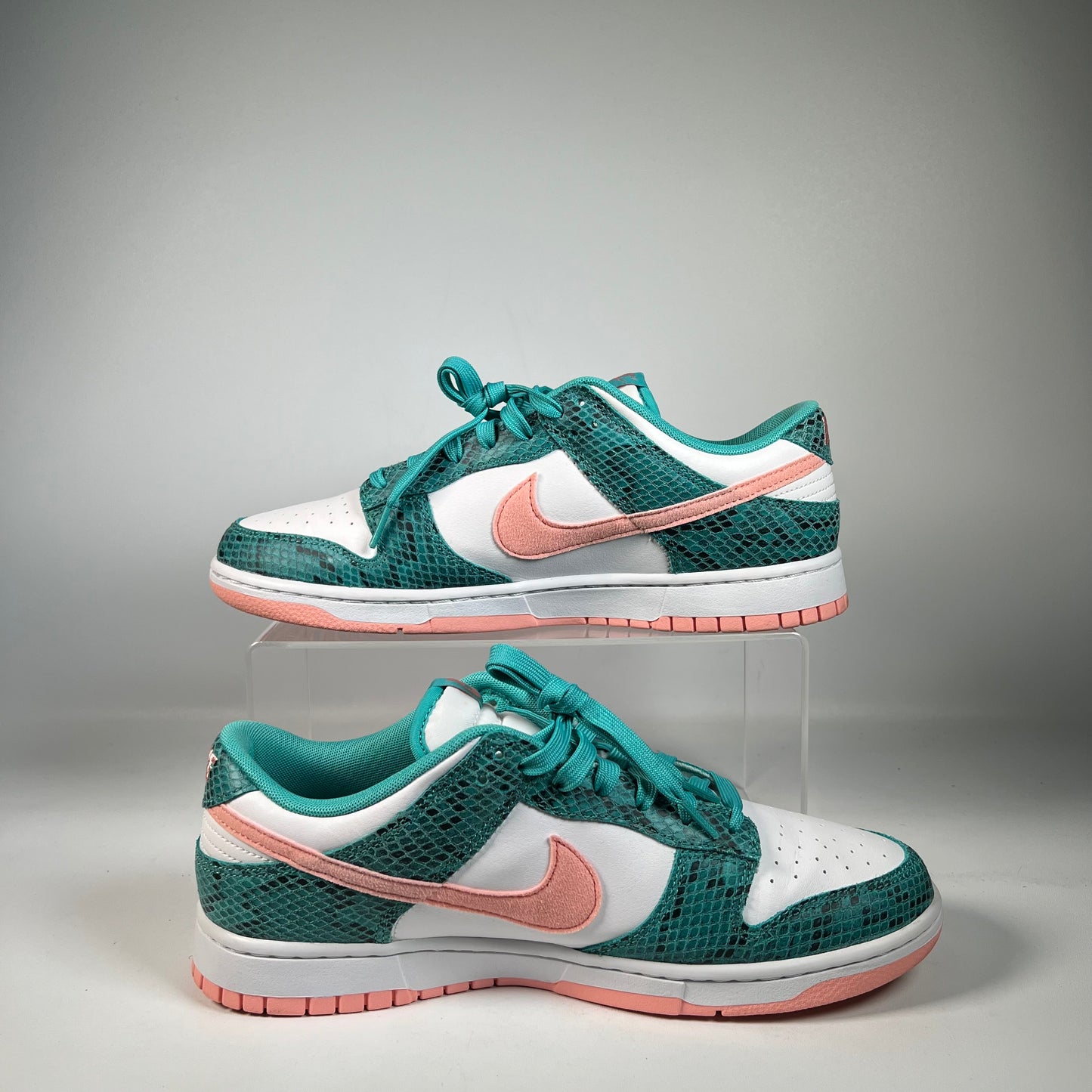 Nike Dunk Low Snakeskin Washed Teal Bleached Coral (2022) Size 10.5 USED s22323