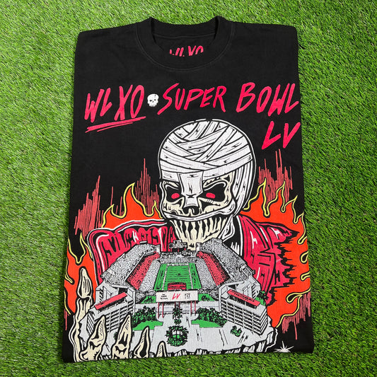 Warren Lotas XO Super Bowl Black Tee Size Large USED x14196