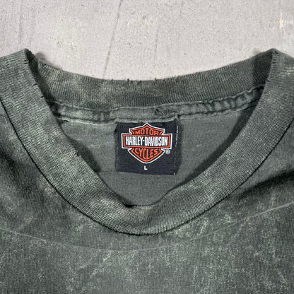 2002 Harley Davidson Green "Road Trip" Tee Size Large USED v20405
