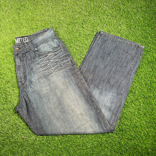 Y2K Ecko Unlimited Raw Denim Jeans Size 36 USED v17953