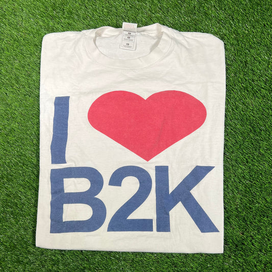 Y2K "I Love B2K" White Tee Size XL (Cropped) USED v18168