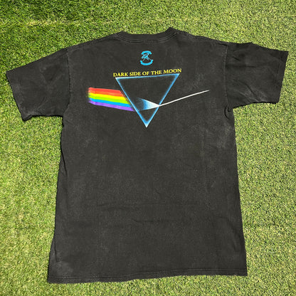 1992 Brockum Tag Pink Floyd Dark Side of the Moon Black Tee Size Large USED v15898