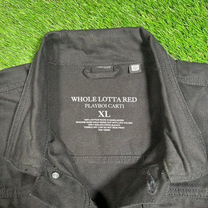 Playboi carti whole lotta red denim jacket black Size XL USED x9956