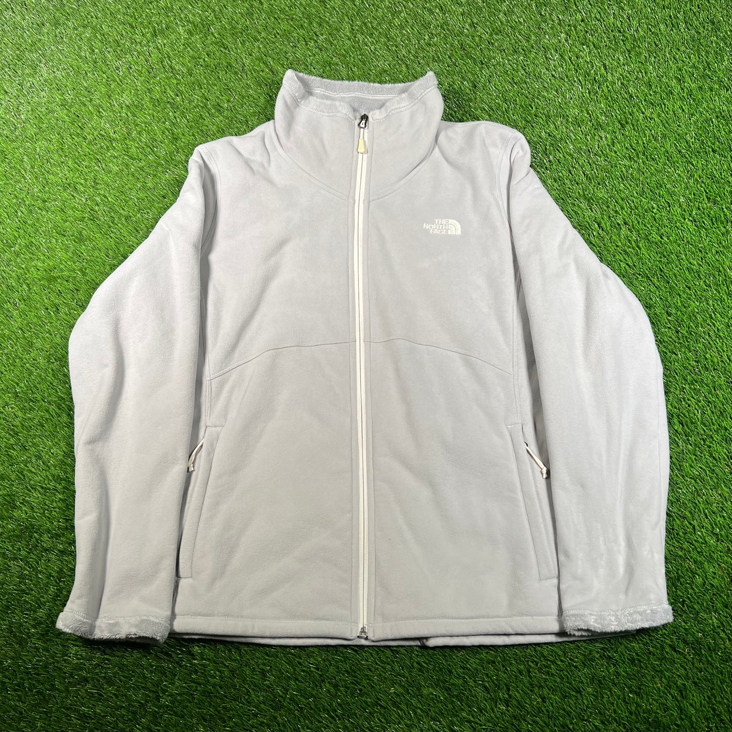 North Face Light Weight Grey Zip Up Jacket Size XL USED v17792